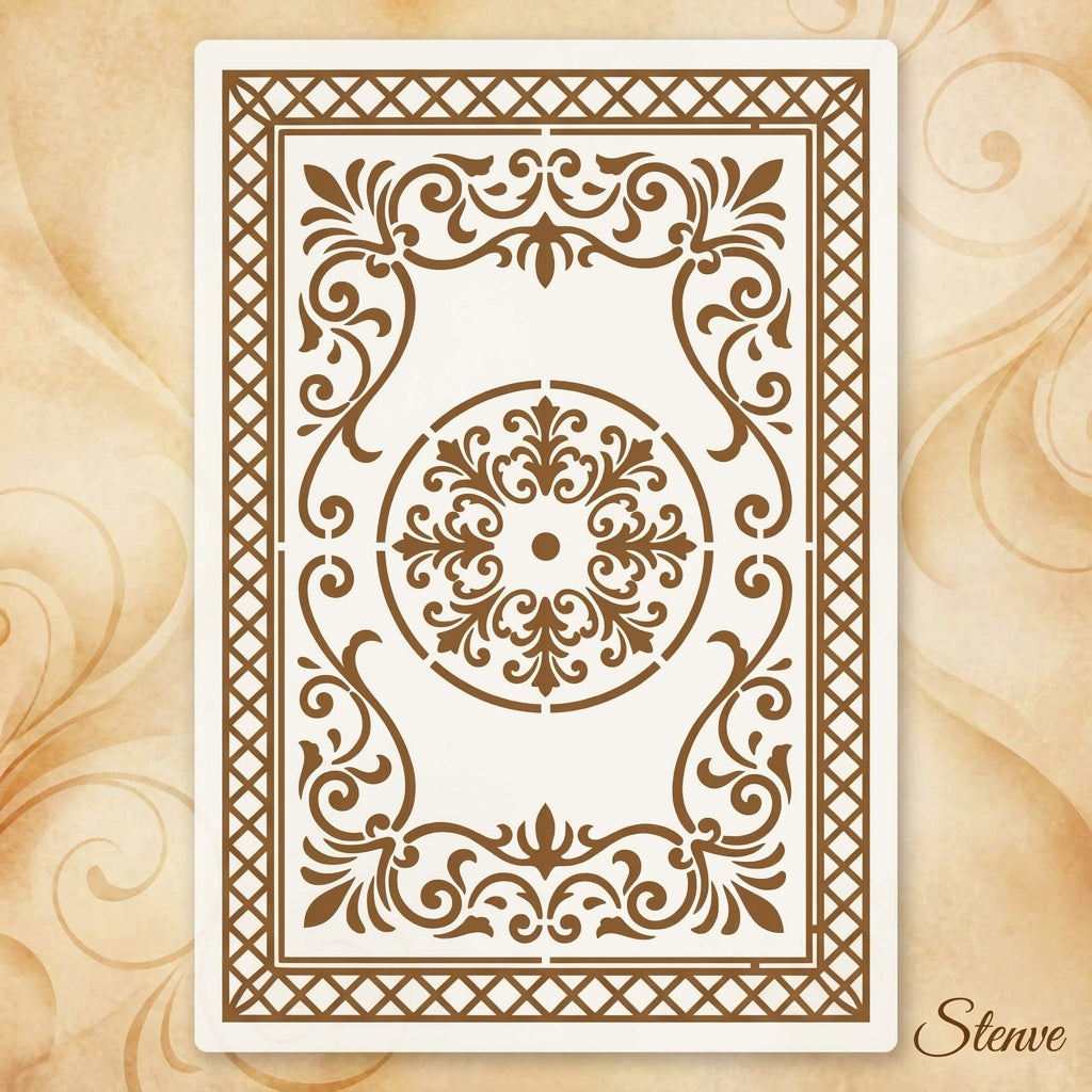 Imperial Court Filigree Rug Stencil for Floor, Wall & Furniture Art – Ornamental Carpet Pattern Design – ID# 754