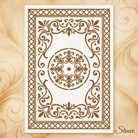 Imperial Court Filigree Rug Stencil for Floor, Wall & Furniture Art – Ornamental Carpet Pattern Design – ID# 754