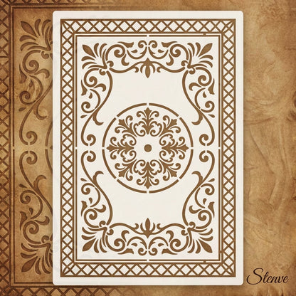 Imperial Court Filigree Rug Stencil for Floor, Wall & Furniture Art – Ornamental Carpet Pattern Design – ID# 754