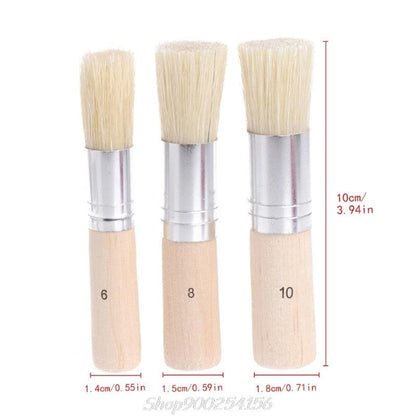 3Pcs/Set Wooden Stencil Brush Soft Bristle Brushes for  Acrylic Watercolor Oil Painting
