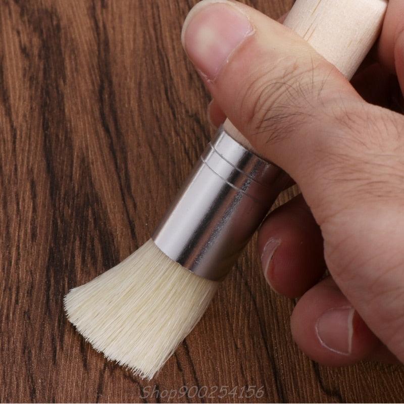 3Pcs/Set Wooden Stencil Brush Soft Bristle Brushes for  Acrylic Watercolor Oil Painting