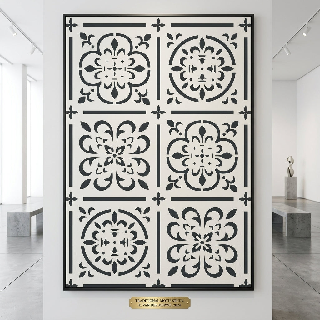 Moroccan Tile Grid Stencil – Reusable Wall, Floor & Furniture Design for Painting – ID# 636