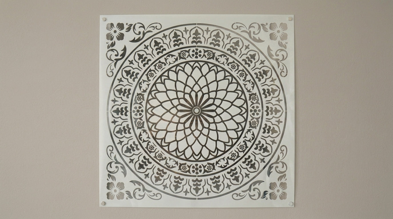 Floral Medallion Mandala Stencil for Walls, Floors & Tiles – Ornamental Decorative Pattern # ID 8