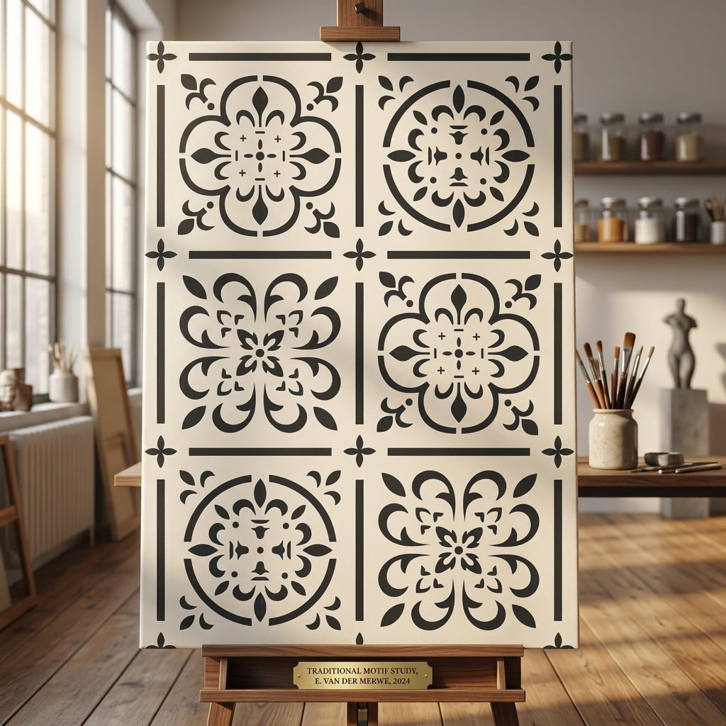 Moroccan Tile Grid Stencil – Reusable Wall, Floor & Furniture Design for Painting – ID# 636