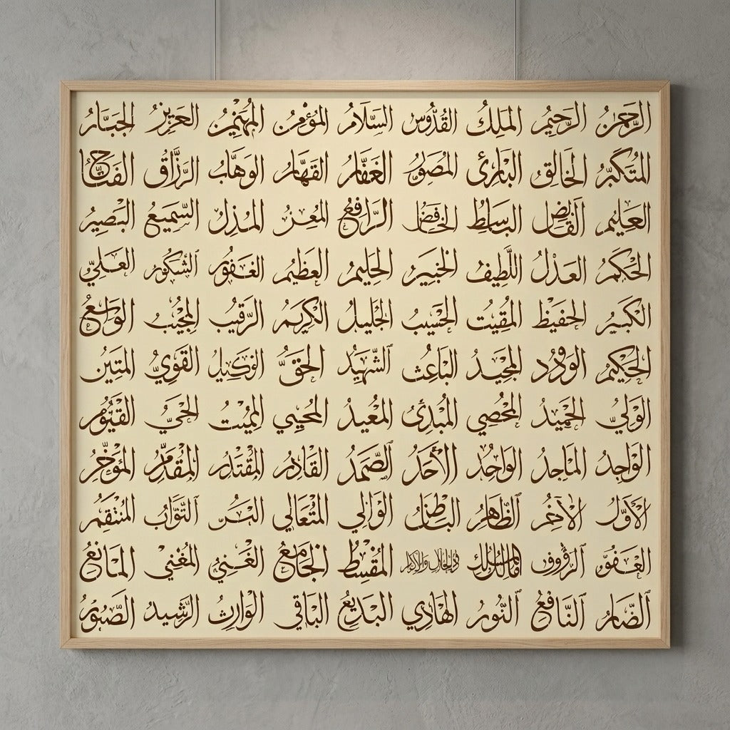 Asma Ul Husna Calligraphy Islamic Reusable Stencil for Canvas and wall painting.ID#164