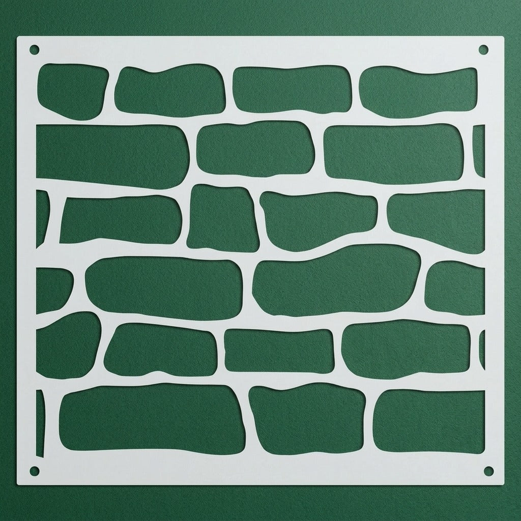 Rustic Stone Wall Brick Stencil for Wall, Concrete & Texture Paint Decor – Faux Rock Pattern