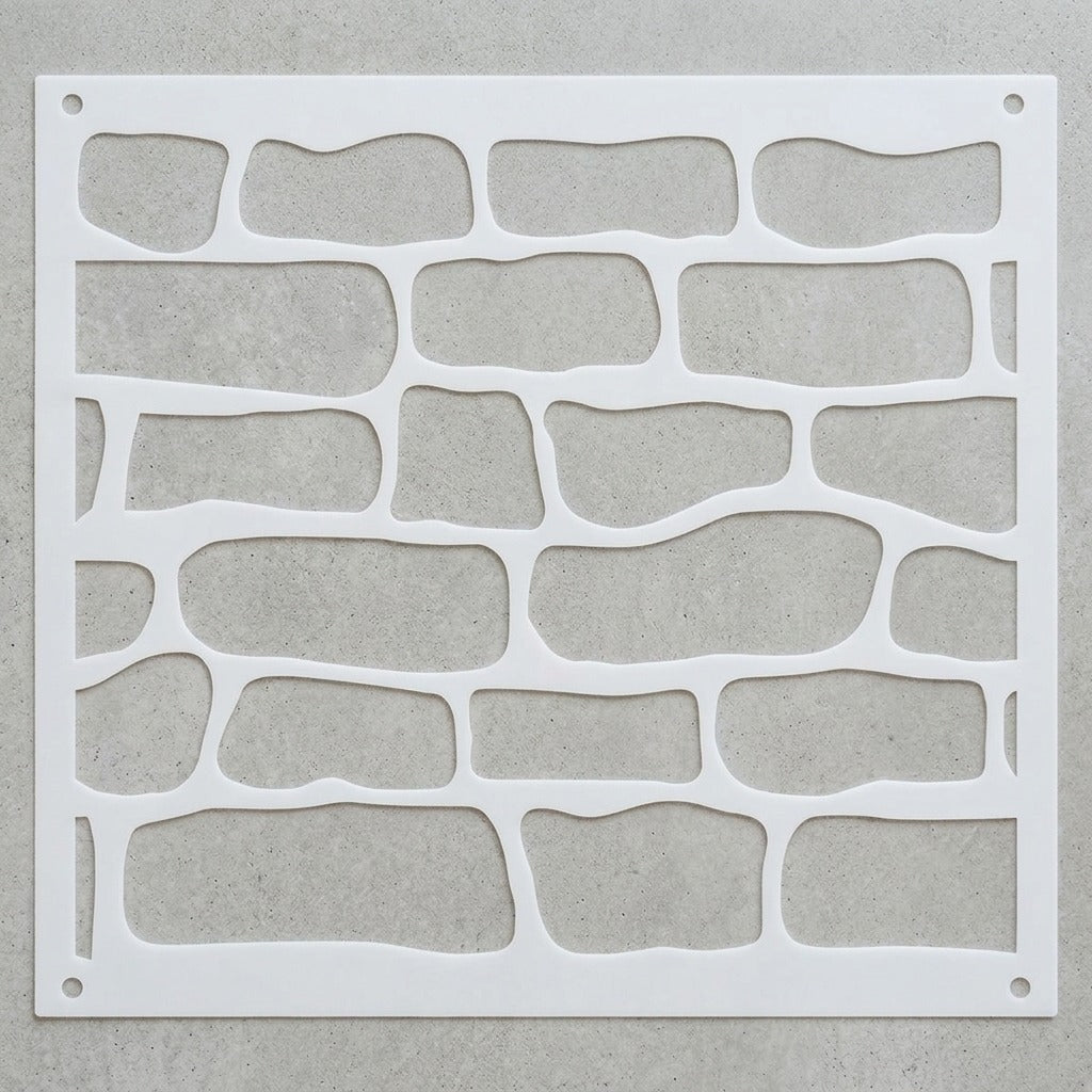 Rustic Stone Wall Brick Stencil for Wall, Concrete & Texture Paint Decor – Faux Rock Pattern