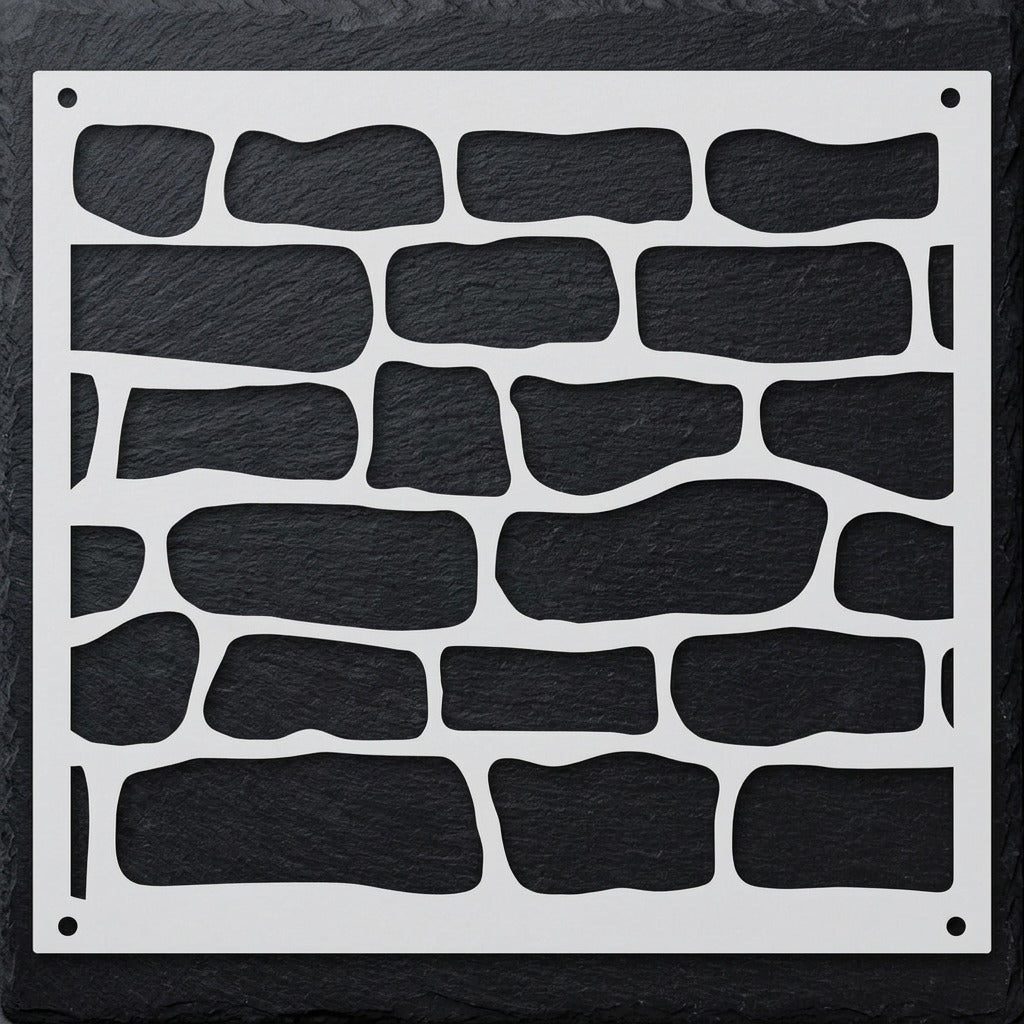 Rustic Stone Wall Brick Stencil for Wall, Concrete & Texture Paint Decor – Faux Rock Pattern