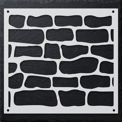 Rustic Stone Wall Brick Stencil for Wall, Concrete & Texture Paint Decor – Faux Rock Pattern