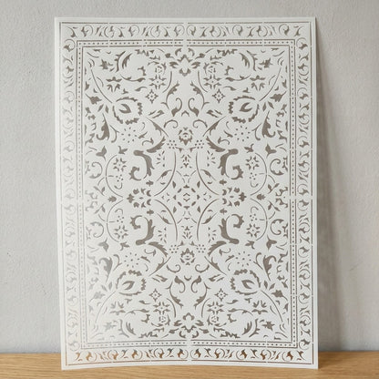 Traditional Symmetry Carpet Pattern Stencil for Wall, Floor & Tile Painting – Vintage Rug Design – ID# 744