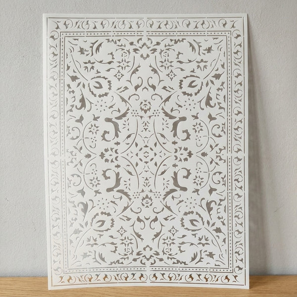 Traditional Symmetry Carpet Pattern Stencil for Wall, Floor & Tile Painting – Vintage Rug Design – ID# 744