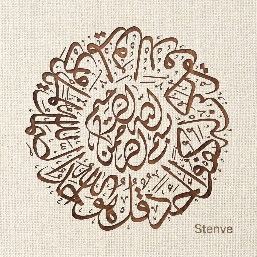 Surah Ikhlas (Surah Al-Ikhlas 112) Calligraphy Islamic Reusable Stencil for Canvas and wall painting.ID# 4191