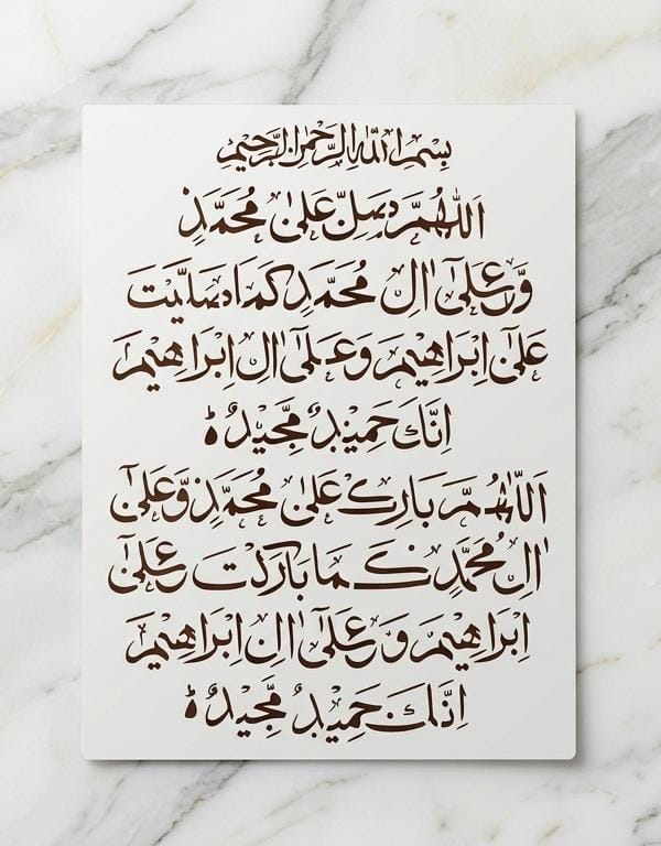Durood-e-Ibrahim Islamic Calligraphy Stencil for Wall, Wood, Mosque & Home Decor – Arabic Prayer Art Design