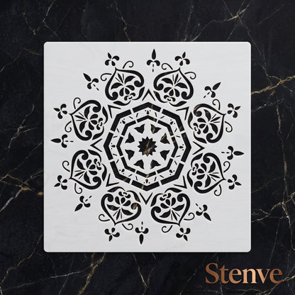 Floral Mandala Reusable Stencil For Canvas And Wall Painting.ID #463