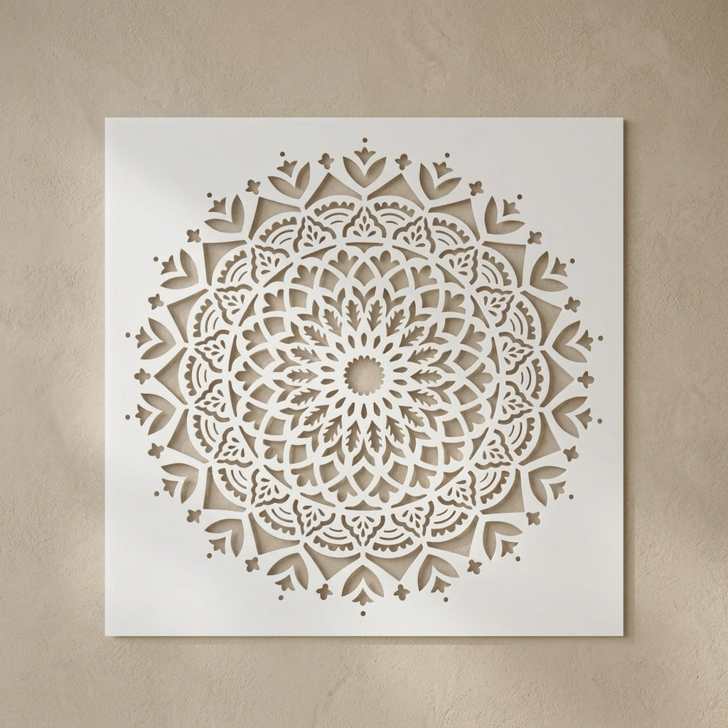 Sacred Geometry Mandala Stencil for Wall, Floor & Furniture Art – Decorative Round Mandala Pattern – ID# 726