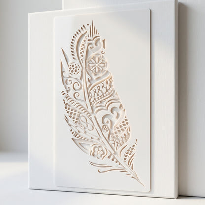 Mandala Feather Reusable Stencil For Canvas And Wall Painting.ID #464