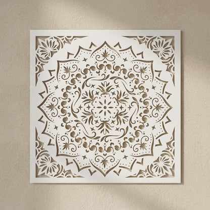 Floral Filigree Mandala Stencil for Wall, Floor & Furniture Art – Decorative Round Mandala Design – ID# 725