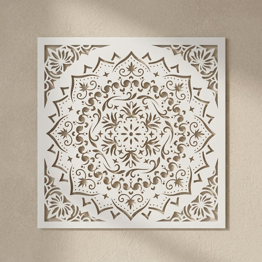 Floral Filigree Mandala Stencil for Wall, Floor & Furniture Art – Decorative Round Mandala Design – ID# 725