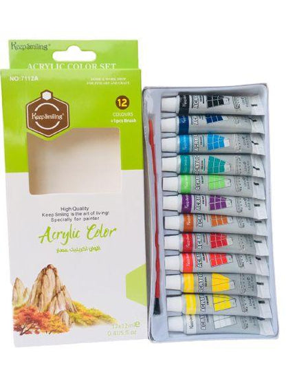 12 pcs/Pack 12ml  Original Keep Smiling Acrylic Color with free one Brush
