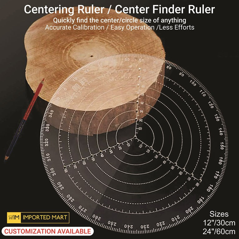 12 inches/24 inches Round Circul Finder/ Circle Maker Multipurpose Compass Clear Acrylic plastic thickness 3mm