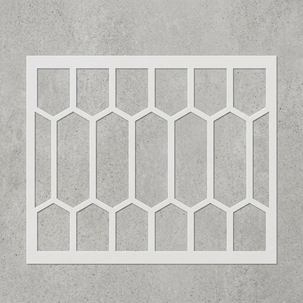 Elongated Hexagon Pattern Stencil for Wall, Floor & Furniture – Modern Geometric Honeycomb Design – ID# 768