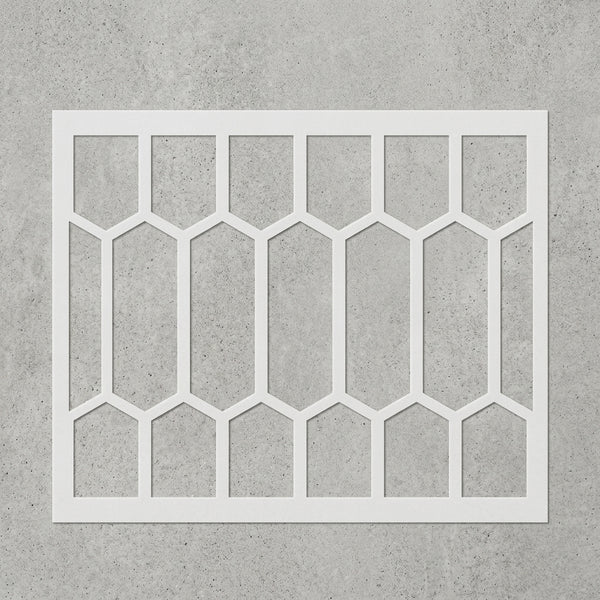 Elongated Hexagon Pattern Stencil for Wall, Floor & Furniture – Modern Geometric Honeycomb Design – ID# 768