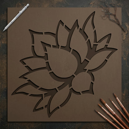 Elegant Lotus Flower Mandala Stencil for Wall, Floor & Furniture Art – Floral Spiritual Design – ID# 17