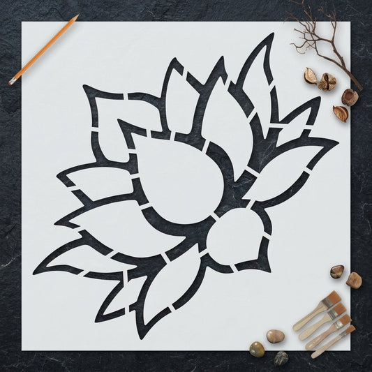 Elegant Lotus Flower Mandala Stencil for Wall, Floor & Furniture Art – Floral Spiritual Design – ID# 17