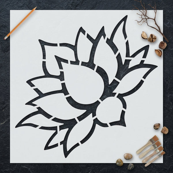 Elegant Lotus Flower Mandala Stencil for Wall, Floor & Furniture Art – Floral Spiritual Design – ID# 17