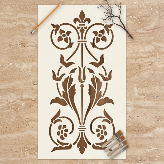 Vintage Vine Floral Stencil for Wall, Furniture & Fabric Art – Classic Ornamental Scroll Design – ID# 15