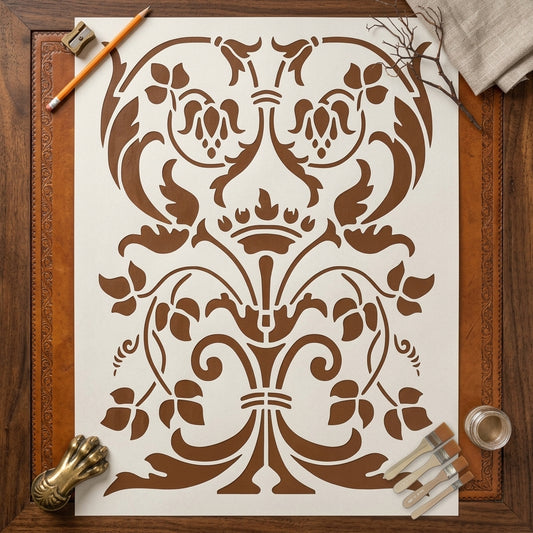 Ornate Renaissance Floral Damask Stencil for Wall, Furniture & Fabric Art – Vintage Classic Pattern – ID# 14