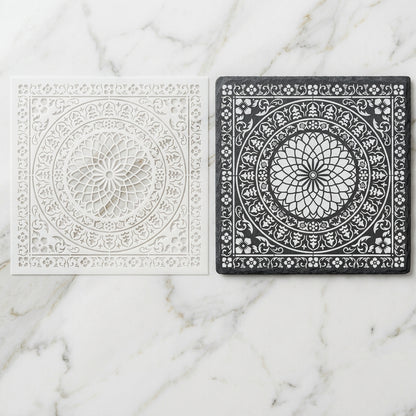 Floral Medallion Mandala Stencil for Walls, Floors & Tiles – Ornamental Decorative Pattern # ID 8