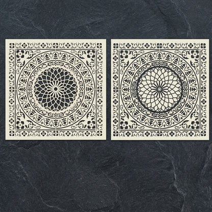 Floral Medallion Mandala Stencil for Walls, Floors & Tiles – Ornamental Decorative Pattern # ID 8