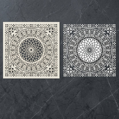 Floral Medallion Mandala Stencil for Walls, Floors & Tiles – Ornamental Decorative Pattern # ID 8