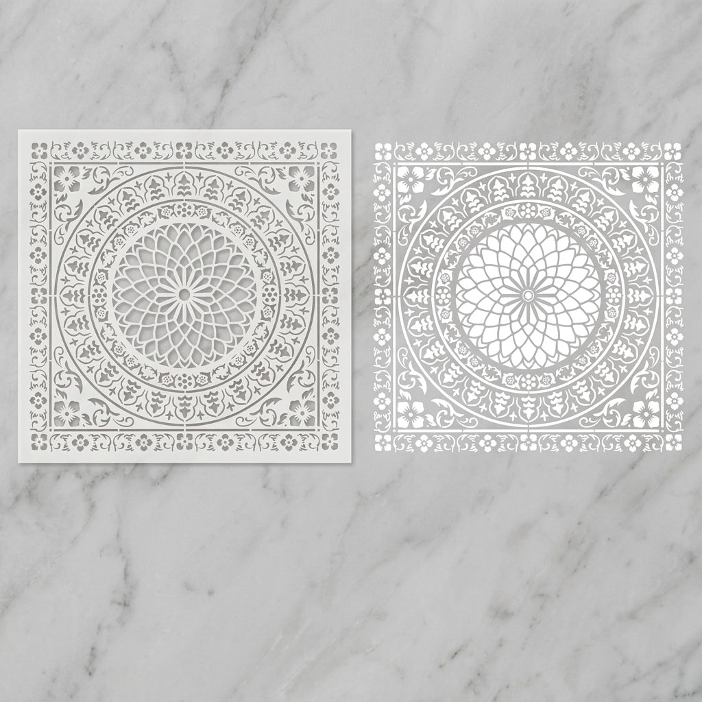 Floral Medallion Mandala Stencil for Walls, Floors & Tiles – Ornamental Decorative Pattern # ID 8