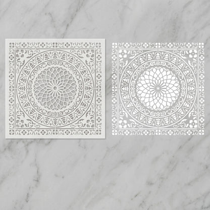 Floral Medallion Mandala Stencil for Walls, Floors & Tiles – Ornamental Decorative Pattern # ID 8