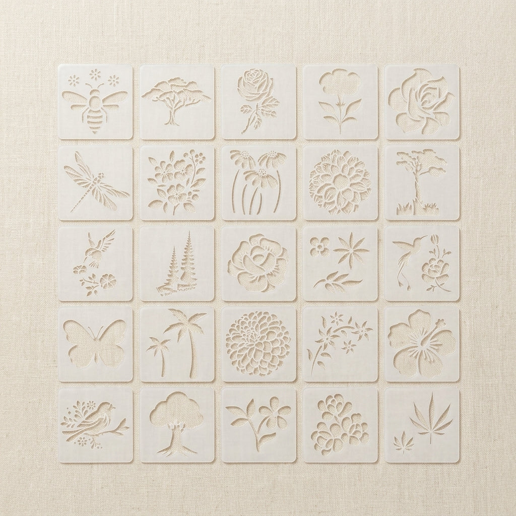 25Pcs Floral Fantasy & Nature Shapes Stencils for Art and Craft & Painting