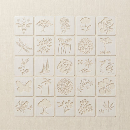 25Pcs Floral Fantasy & Nature Shapes Stencils for Art and Craft & Painting