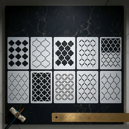10 Pcs Ultimate Moroccan Stencils Design Pack for Cake , Wall, Fabric,  Canvas & Furniture painting  ID# 661