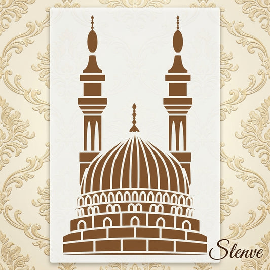Harmony Mosque Stencil for Wall, Canvas, Wood & Islamic Décor Art – Reusable Mylar Design – ID# 29