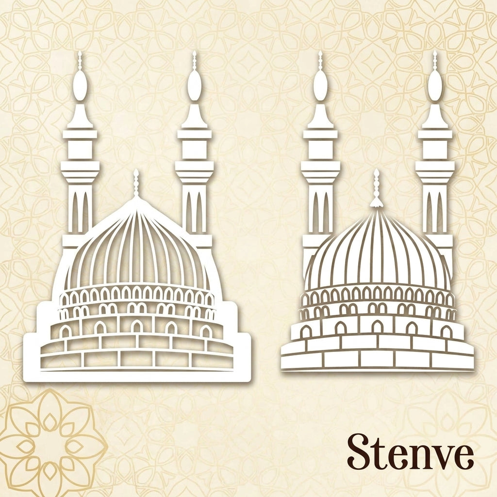 Harmony Mosque Stencil for Wall, Canvas, Wood & Islamic Décor Art – Reusable Mylar Design – ID# 29