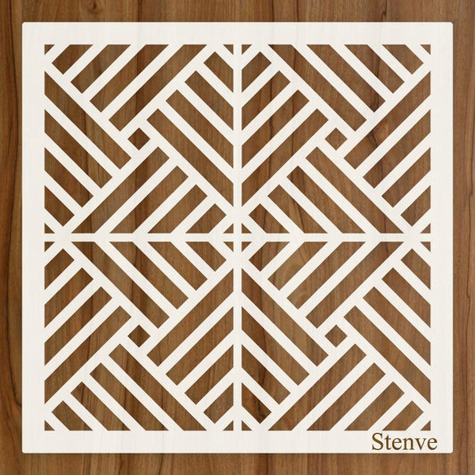 Art Deco Geometric Maze Stencil for Wall, Floor, Wood & Tile Decor – Reusable Linear Pattern – ID# 765