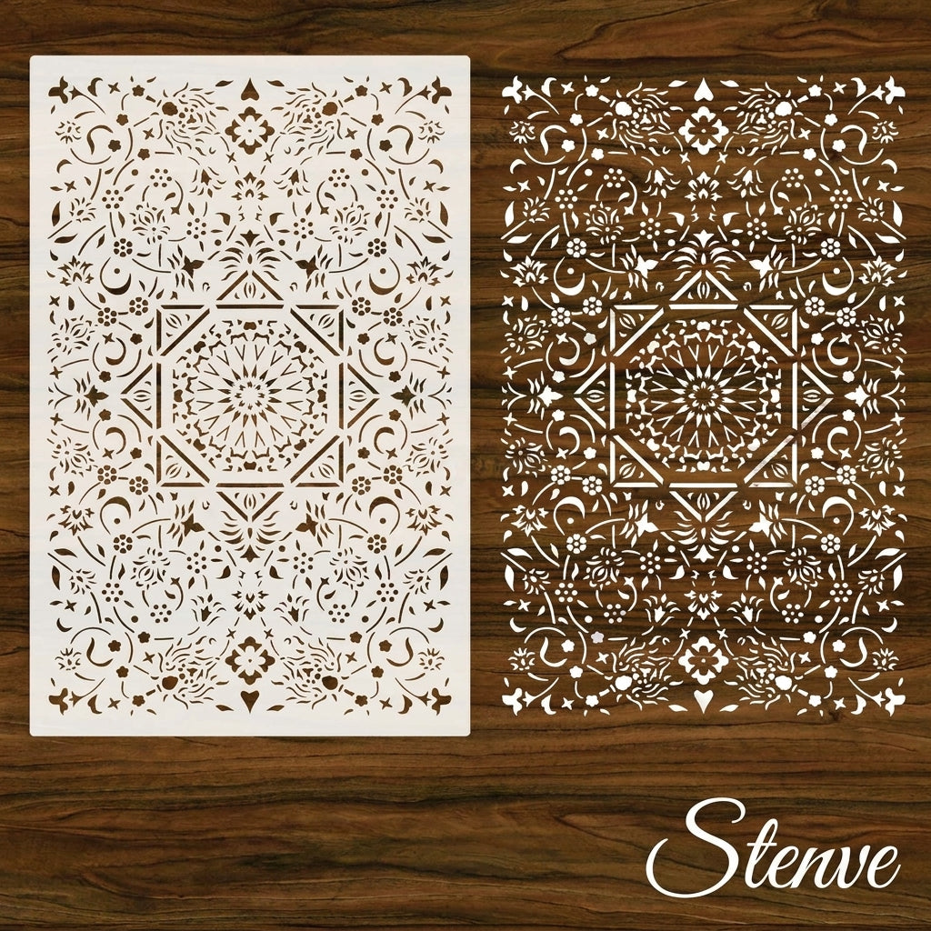 Geometric Arabesque Rug Stencil for Floor & Carpet Painting –  Design