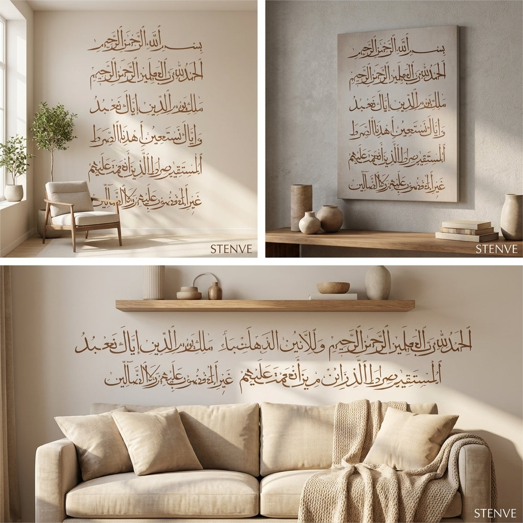 Surah-e-Fatiha Calligraphy Islamic Reusable Stencil for Canvas and wall painting.ID#4082