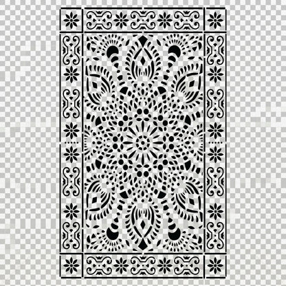 Intricate Lace Carpet Stencil for Floor, Wall & Rug Painting – Elegant Floral Mandala Design